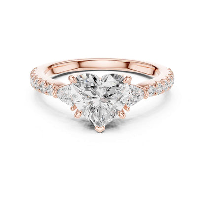 1.5 Carat Ct Heart Shaped Lab Grown Diamond Engagement Ring with Side Stones