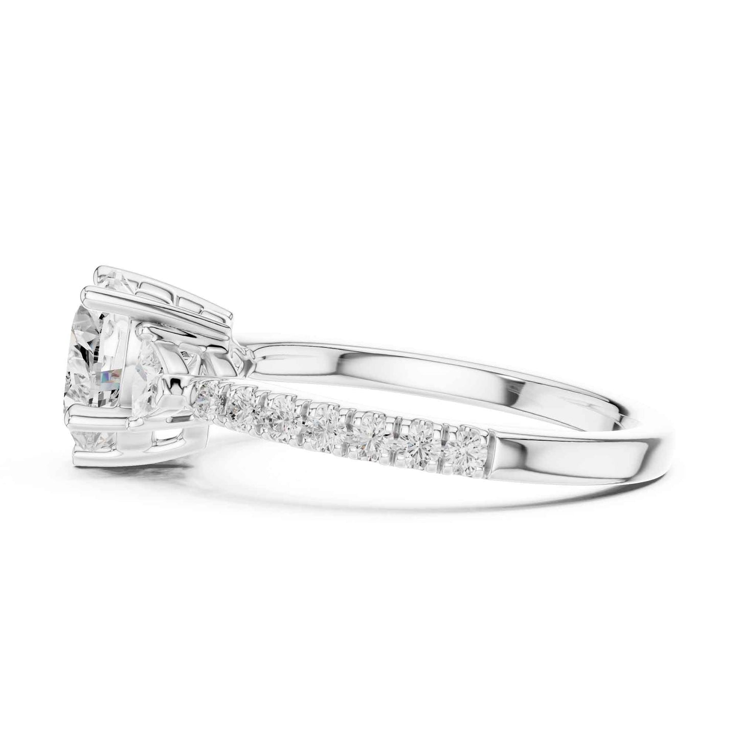 1.5 Carat Ct Heart Shaped Lab Grown Diamond Engagement Ring with Side Stones