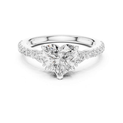 1.5 Carat Ct Heart Shaped Lab Grown Diamond Engagement Ring with Side Stones