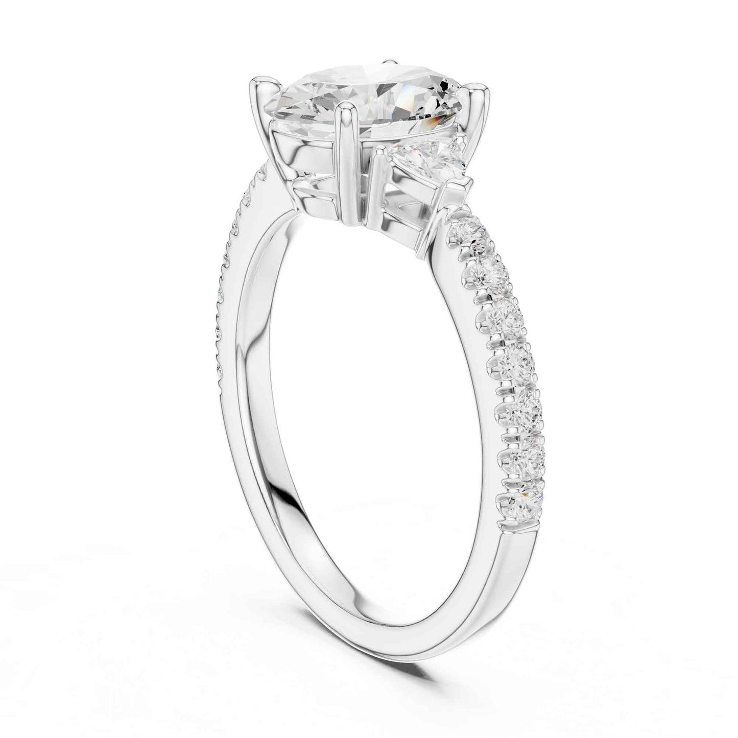 1.5 Carat Classic Oval Lab Grown Diamond Proposal Ring with Pavé Band
