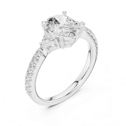 1.5 Carat Classic Oval Lab Grown Diamond Proposal Ring with Pavé Band