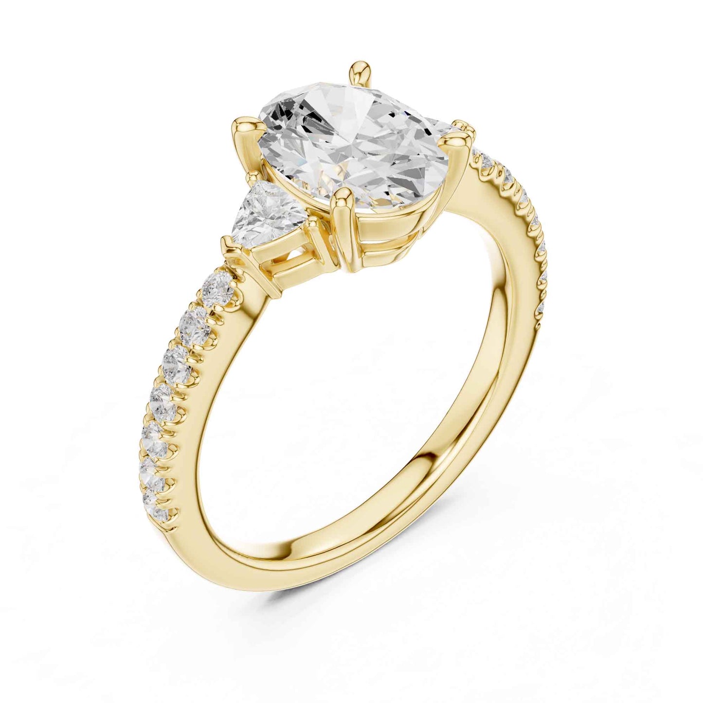 1.5 Carat Classic Oval Lab Grown Diamond Proposal Ring with Pavé Band