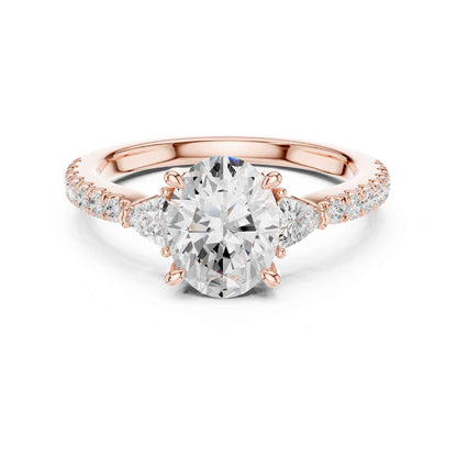 1.5 Carat Classic Oval Lab Grown Diamond Proposal Ring with Pavé Band