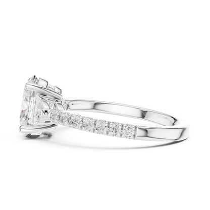 1.5 Carat Classic Oval Lab Grown Diamond Proposal Ring with Pavé Band