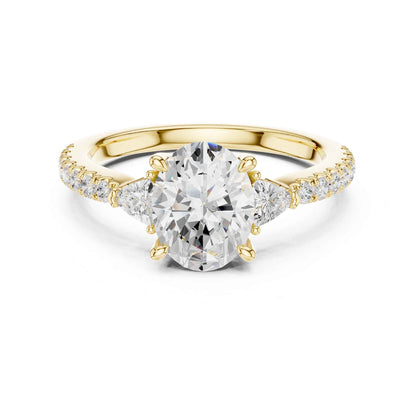1.5 Carat Classic Oval Lab Grown Diamond Proposal Ring with Pavé Band
