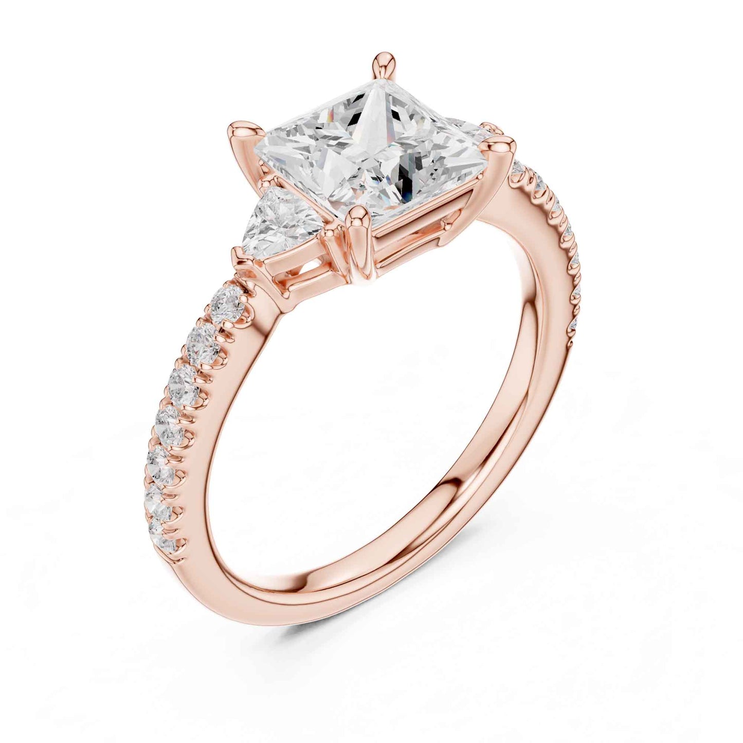 1.5 Carat Princess Lab Grown Diamond Engagement Ring with Side Stones