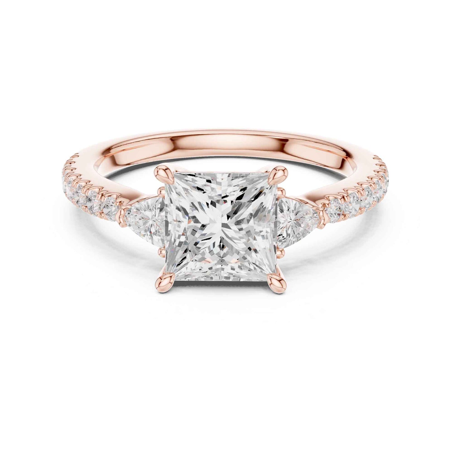 1.5 Carat Princess Lab Grown Diamond Engagement Ring with Side Stones