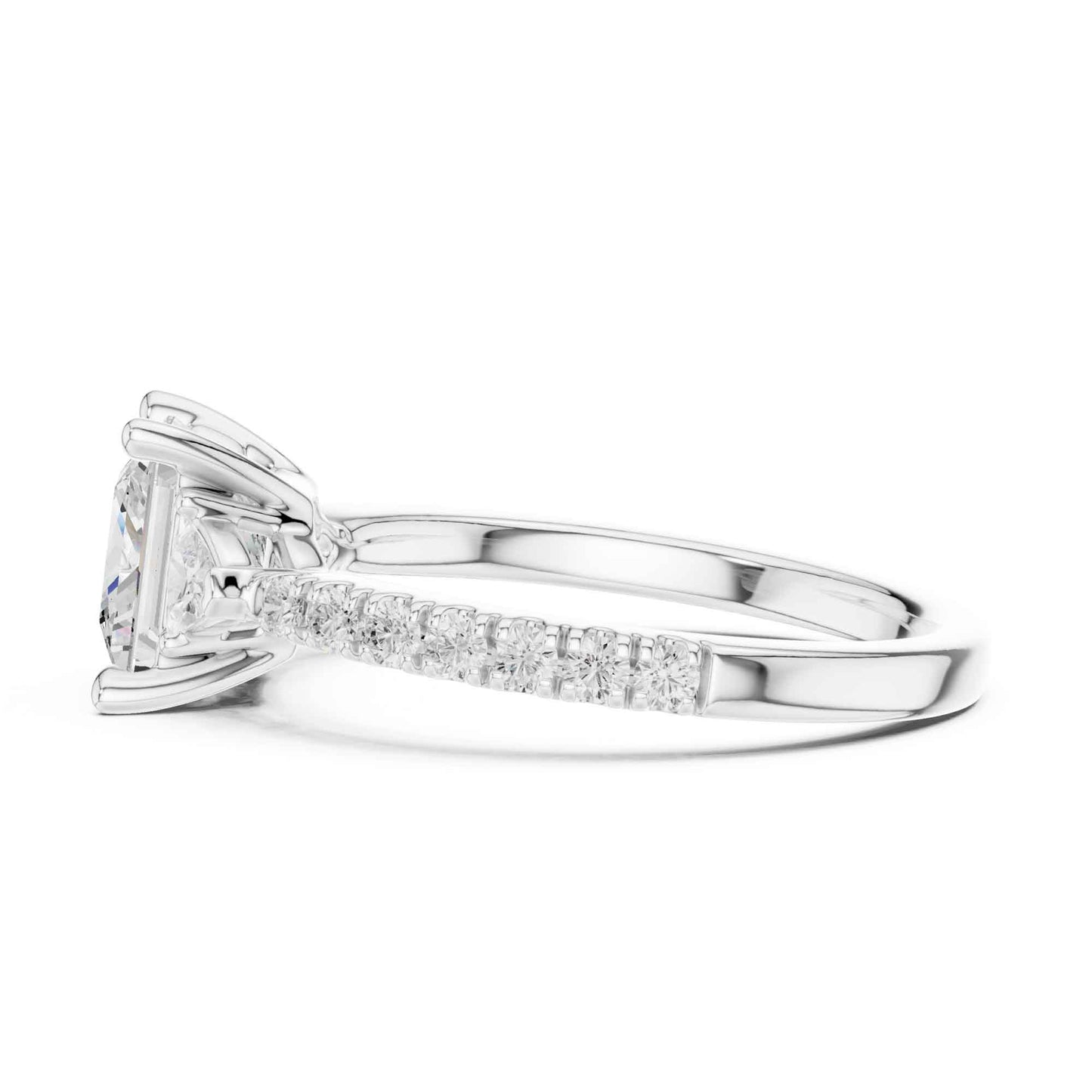 1.5 Carat Princess Lab Grown Diamond Engagement Ring with Side Stones