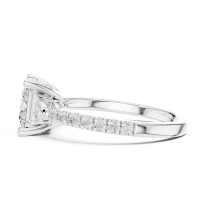 1.5 Carat Princess Lab Grown Diamond Engagement Ring with Side Stones