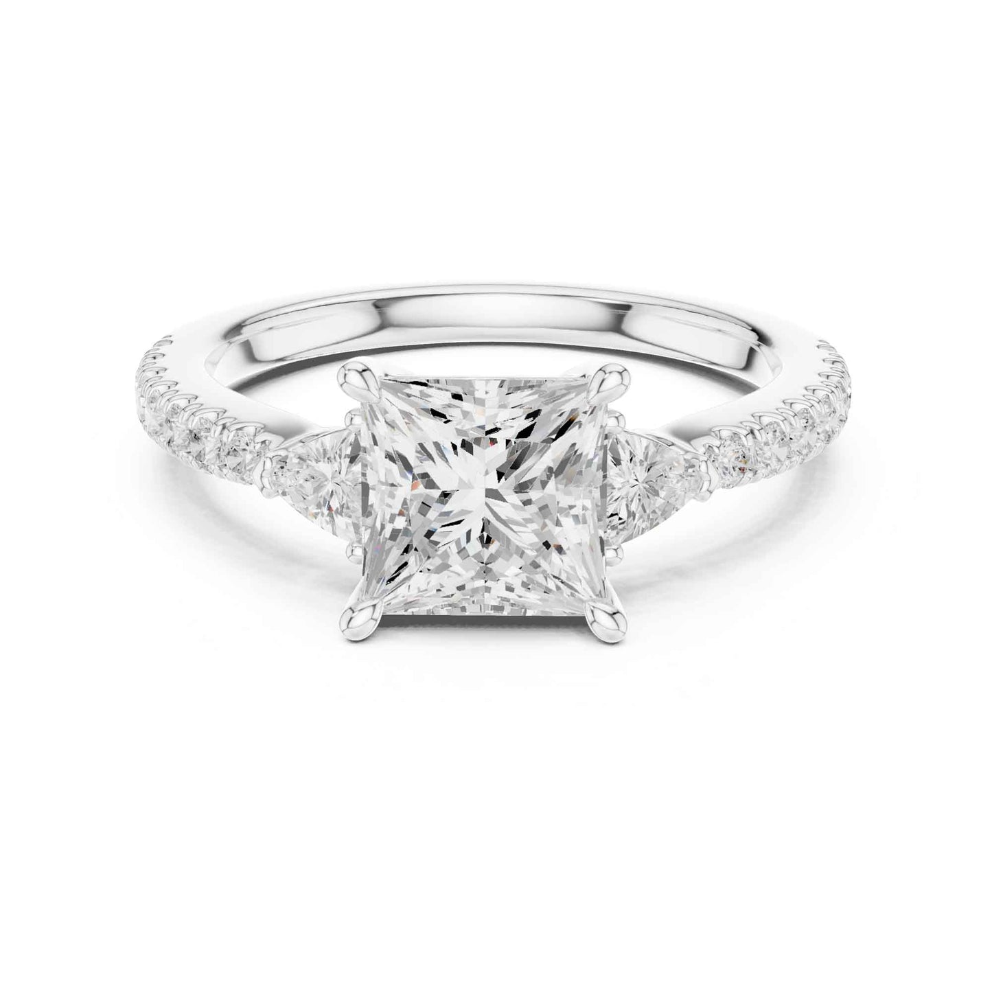 1.5 Carat Princess Lab Grown Diamond Engagement Ring with Side Stones