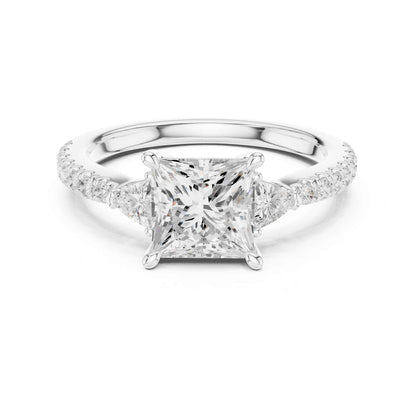 1.5 Carat Princess Lab Grown Diamond Engagement Ring with Side Stones