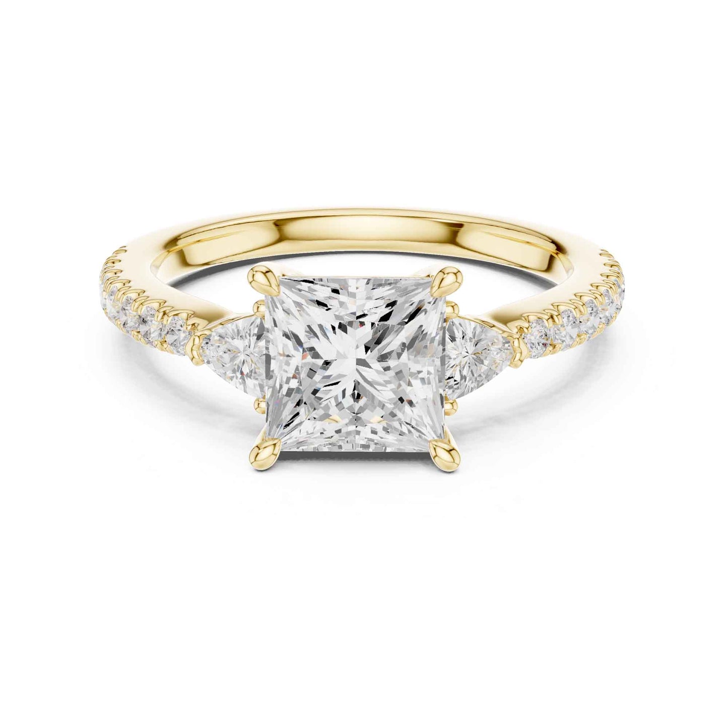 1.5 Carat Princess Lab Grown Diamond Engagement Ring with Side Stones