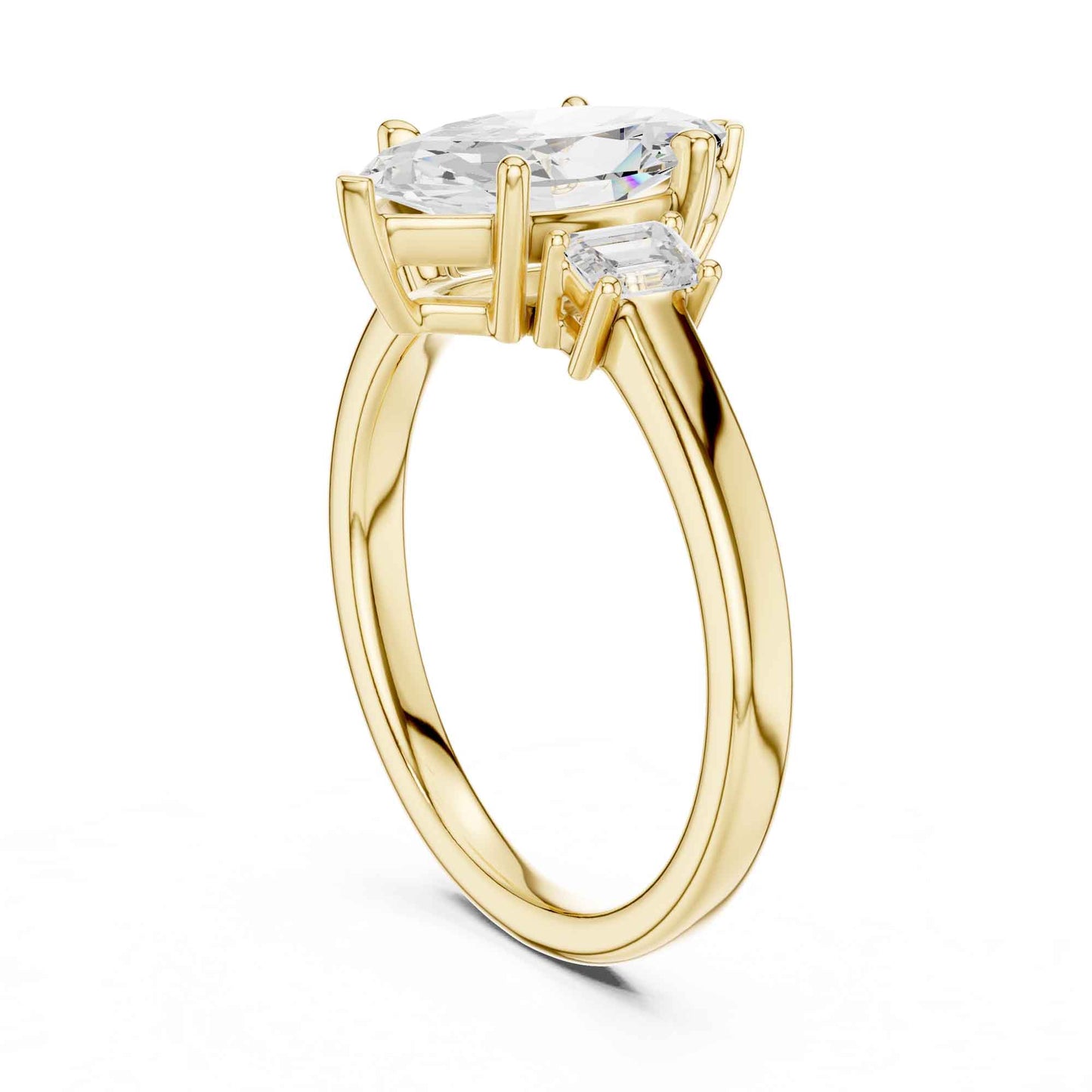 1.5 Carat Marquise Cut Lab Grown Diamond Three Stone Engagement Ring