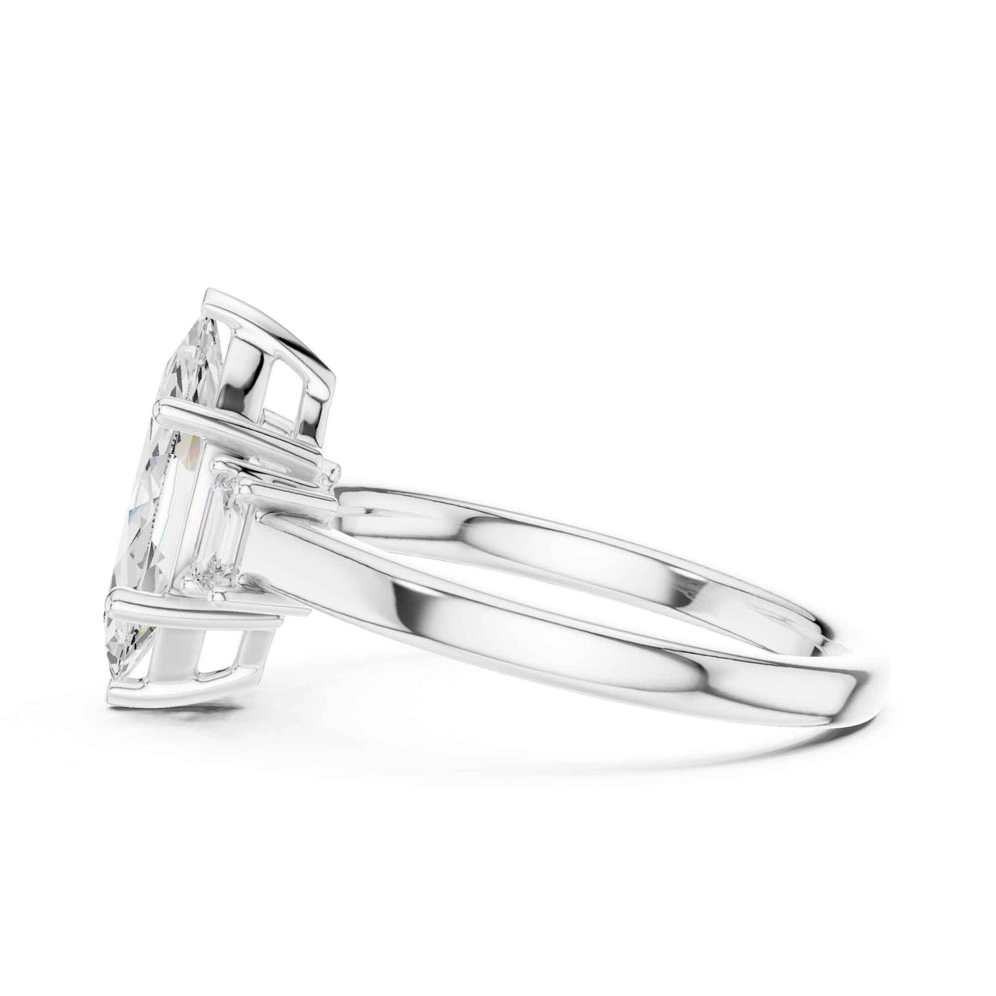 1.5 Carat Marquise Cut Lab Grown Diamond Three Stone Engagement Ring