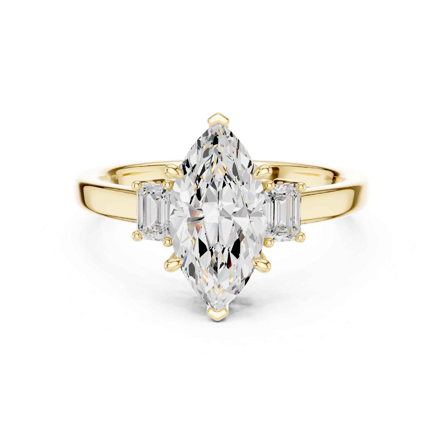 1.5 Carat Marquise Cut Lab Grown Diamond Three Stone Engagement Ring