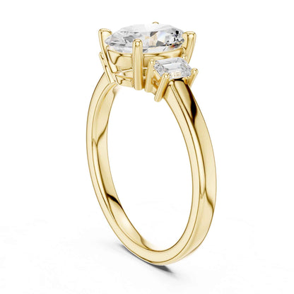 1.5 Carat Oval Cut Lab Grown Diamond Three Stone Engagement Ring with