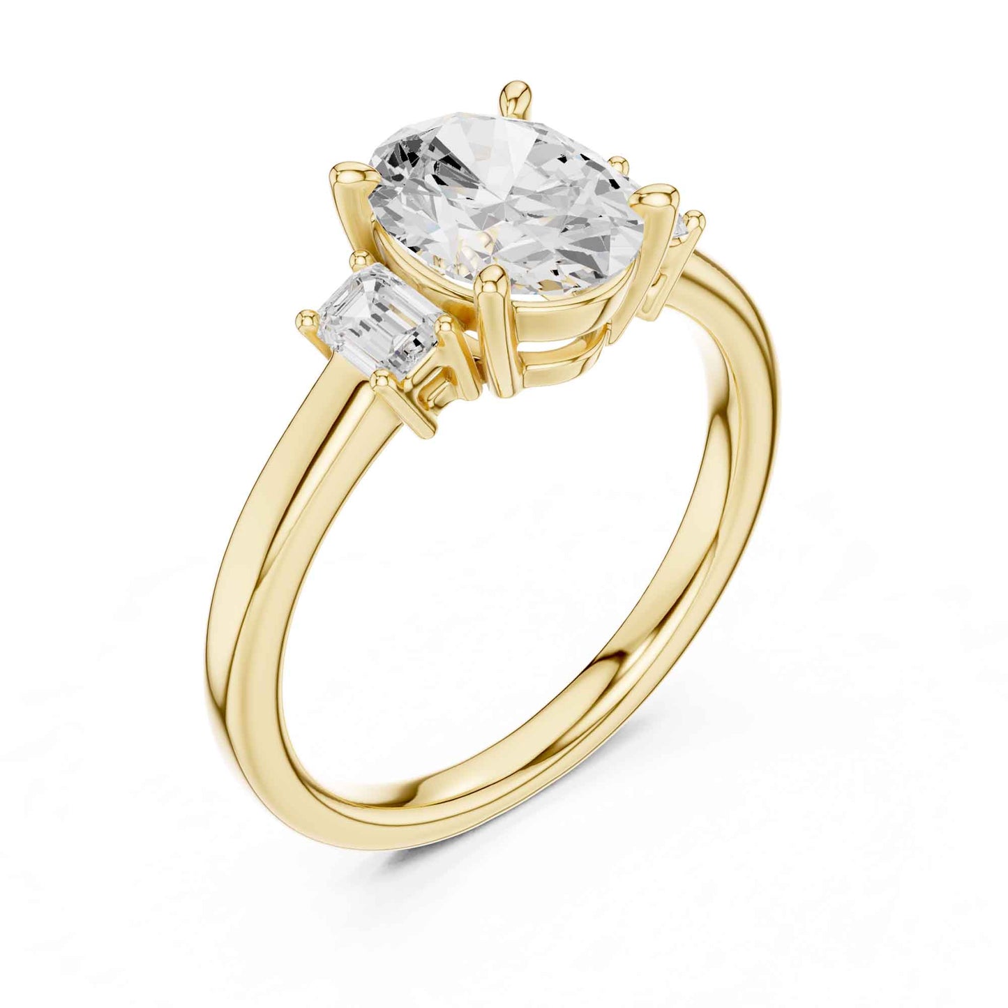 1.5 Carat Oval Cut Lab Grown Diamond Three Stone Engagement Ring with