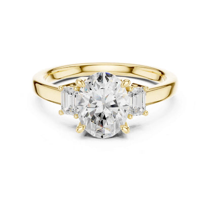 1.5 Carat Oval Cut Lab Grown Diamond Three Stone Engagement Ring with