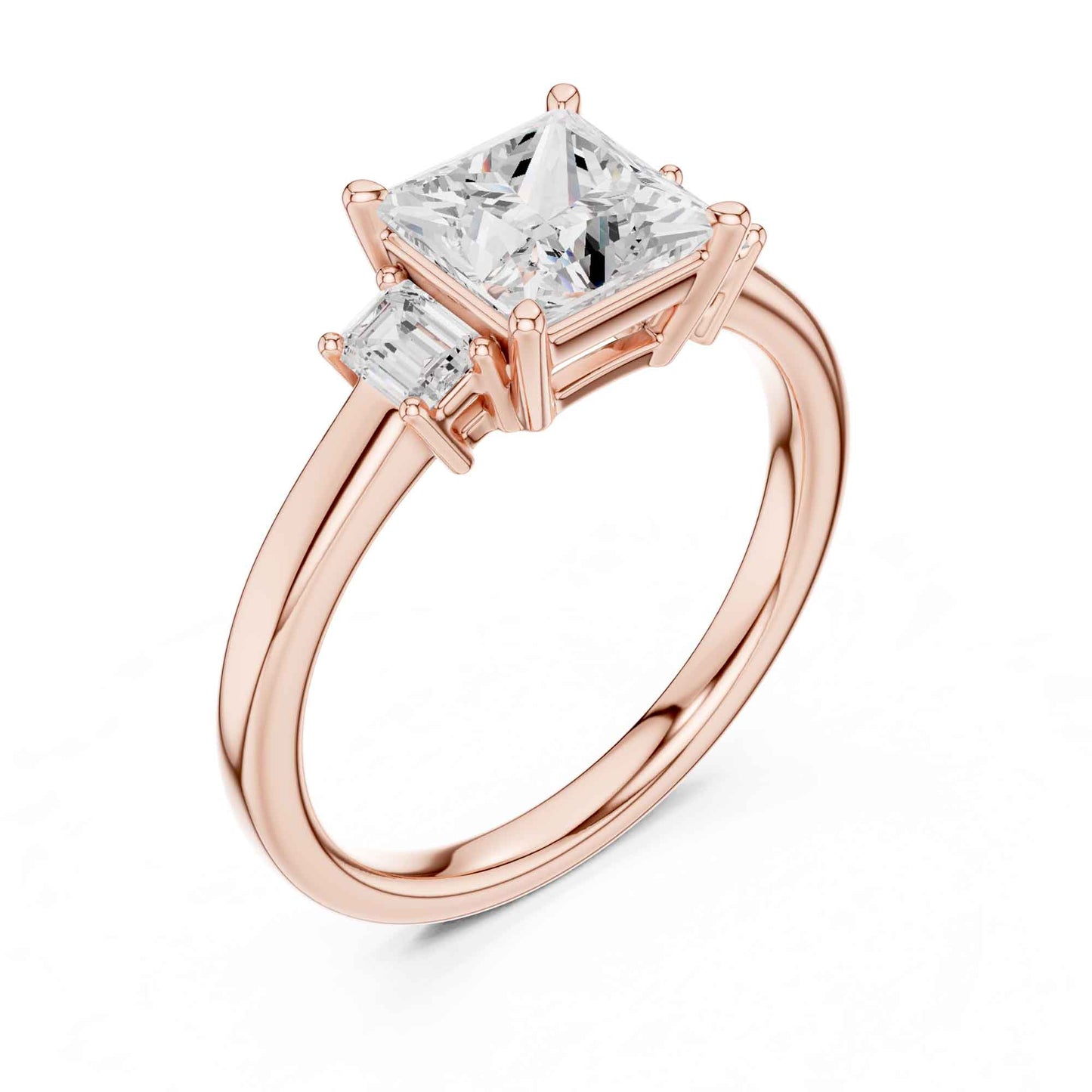 1.5 Carat  Princess Cut Lab Grown Diamond Three Stone Engagement Ring