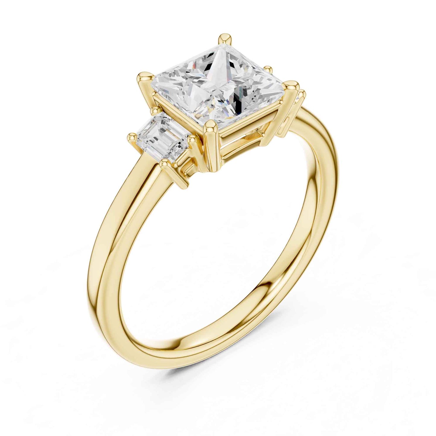 1.5 Carat  Princess Cut Lab Grown Diamond Three Stone Engagement Ring