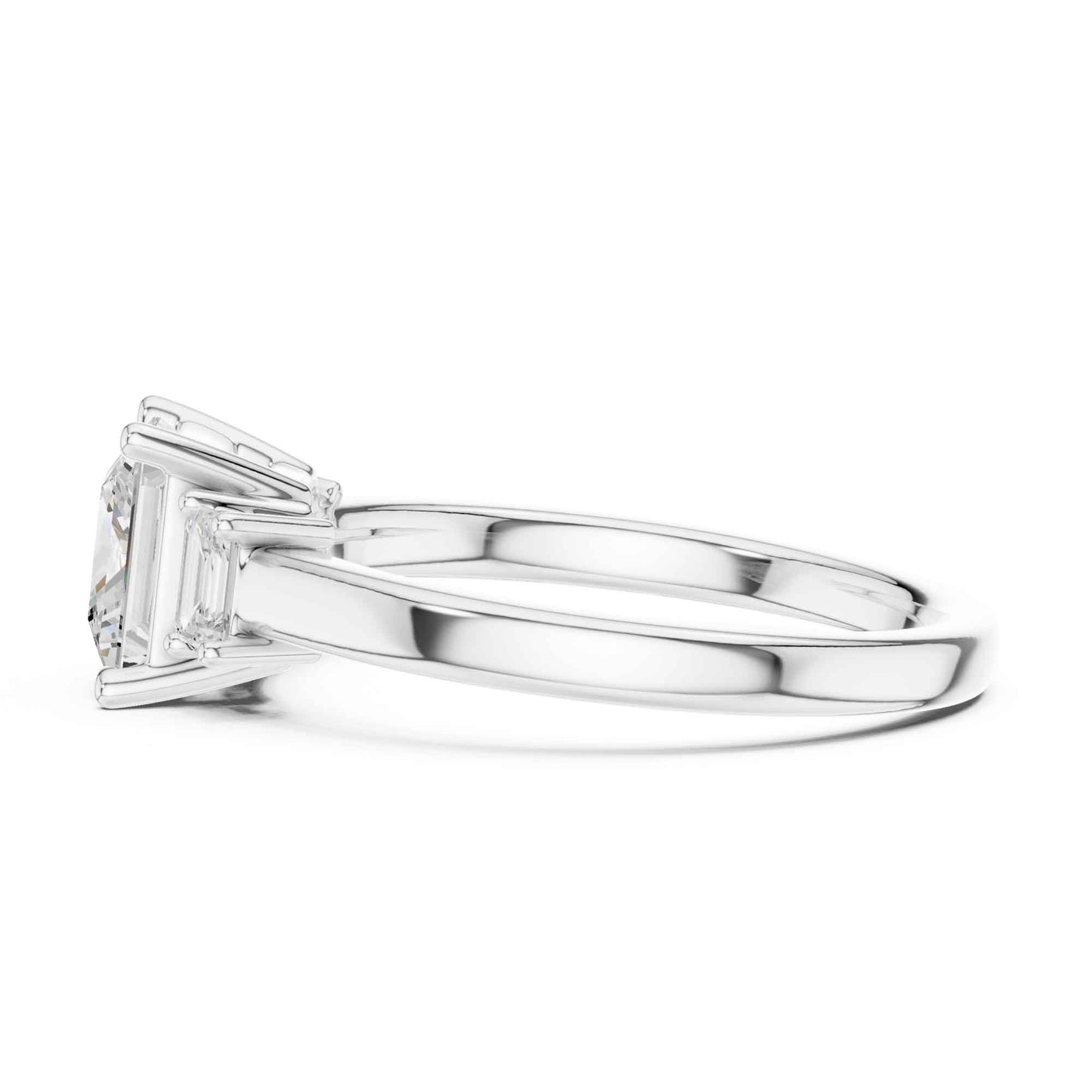 1.5 Carat  Princess Cut Lab Grown Diamond Three Stone Engagement Ring