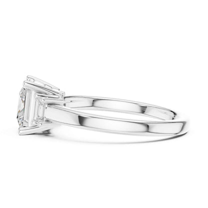 1.5 Carat  Princess Cut Lab Grown Diamond Three Stone Engagement Ring