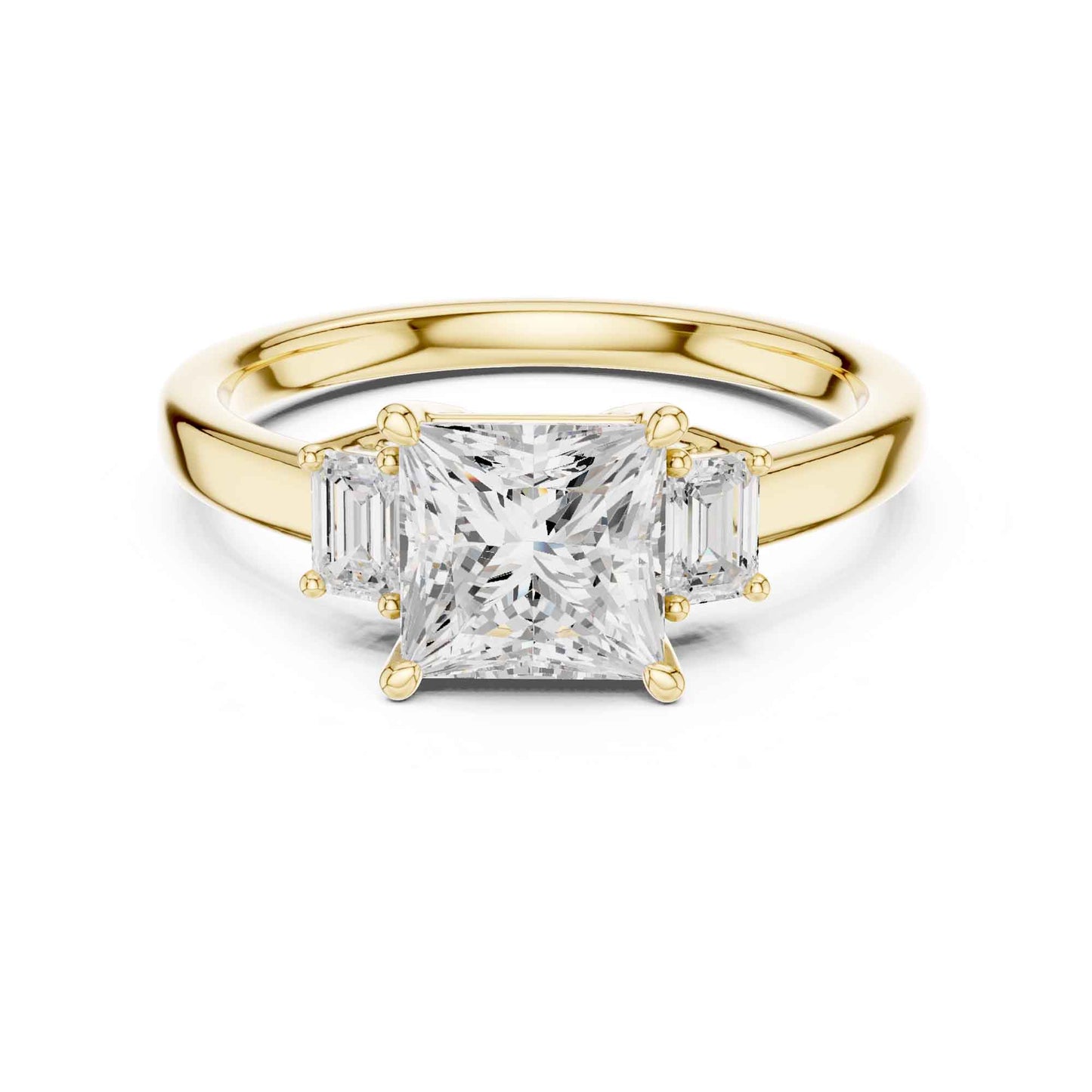 1.5 Carat  Princess Cut Lab Grown Diamond Three Stone Engagement Ring