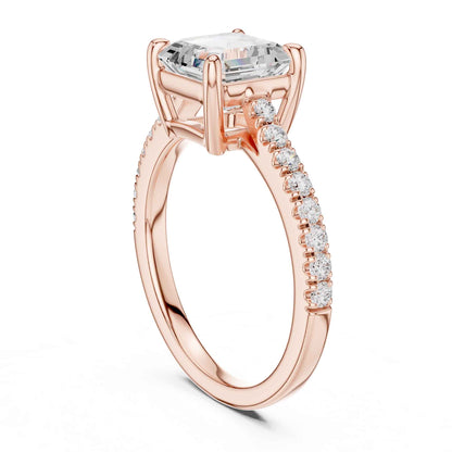2 Carat Asscher Cut Lab Grown Diamond Pavé Engagement Ring