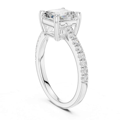 2 Carat Asscher Cut Lab Grown Diamond Pavé Engagement Ring
