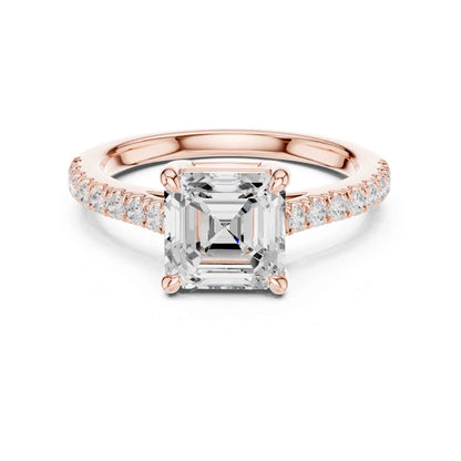 2 Carat Asscher Cut Lab Grown Diamond Pavé Engagement Ring