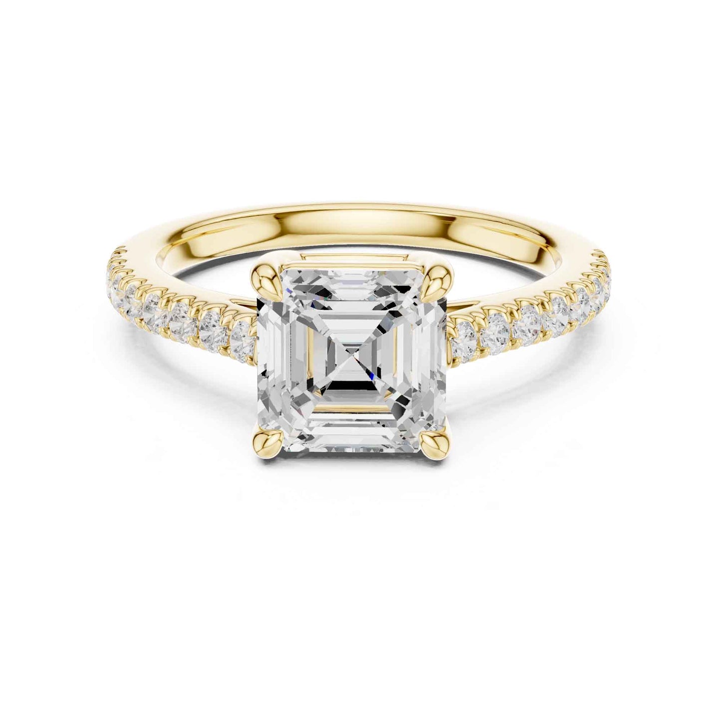 2 Carat Asscher Cut Lab Grown Diamond Pavé Engagement Ring