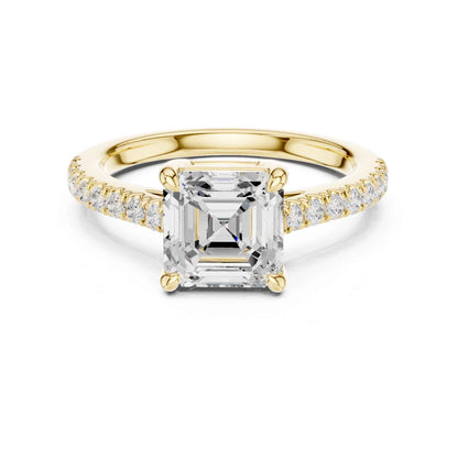 2 Carat Asscher Cut Lab Grown Diamond Pavé Engagement Ring