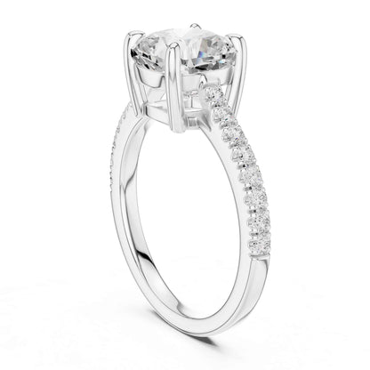 2 Carat Cushion Cut Lab Grown Diamond Pavé Engagement Ring