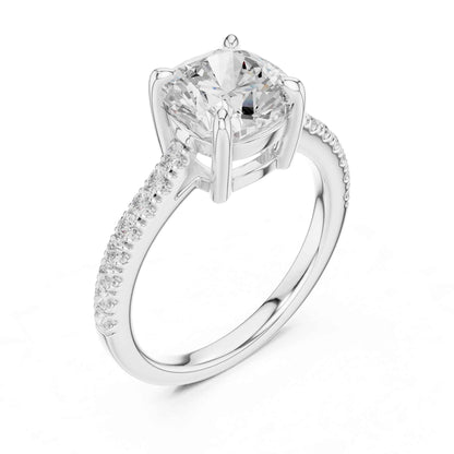 2 Carat Cushion Cut Lab Grown Diamond Pavé Engagement Ring