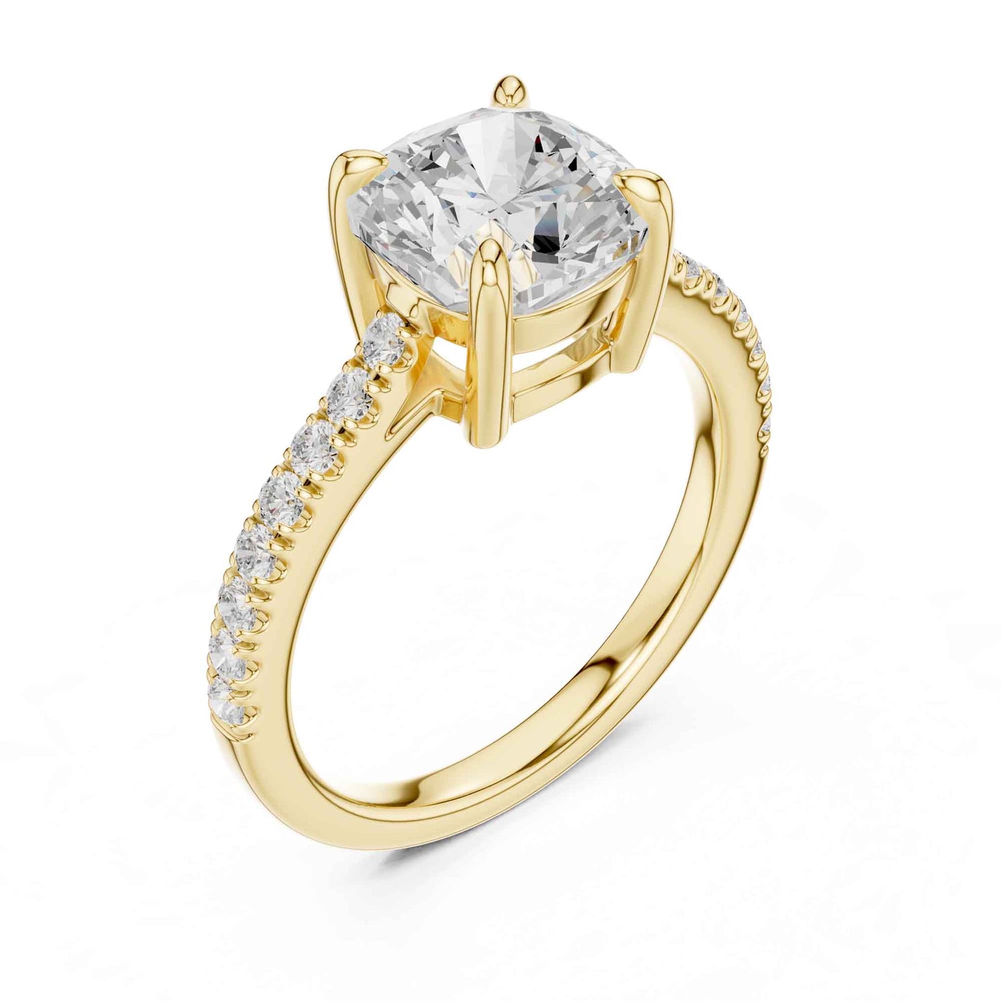 2 Carat Cushion Cut Lab Grown Diamond Pavé Engagement Ring