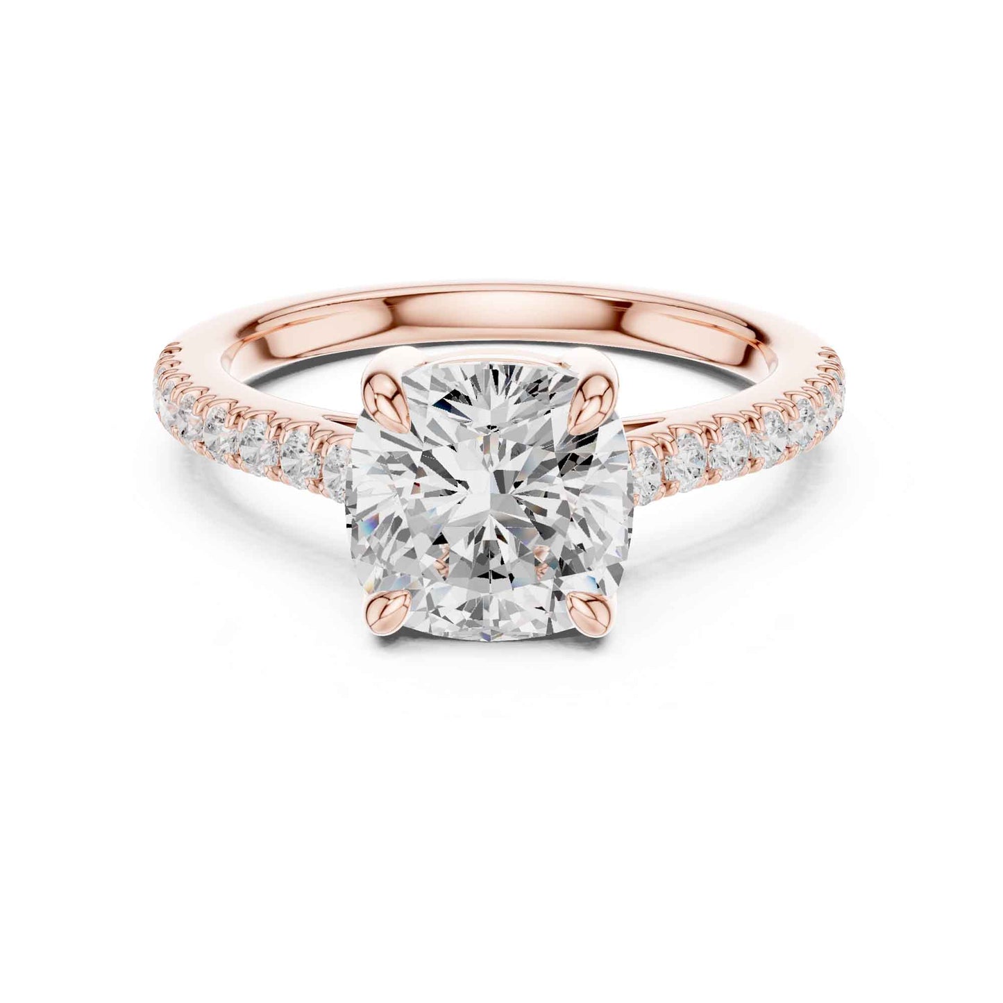 2 Carat Cushion Cut Lab Grown Diamond Pavé Engagement Ring