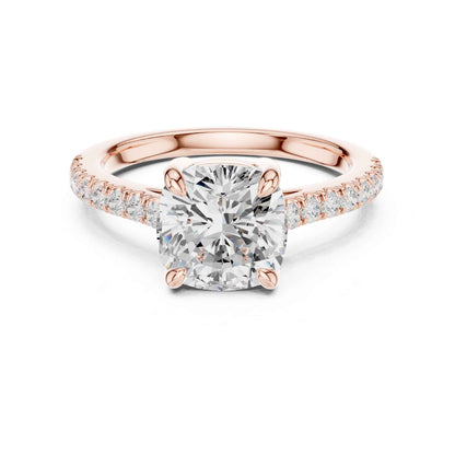 2 Carat Cushion Cut Lab Grown Diamond Pavé Engagement Ring