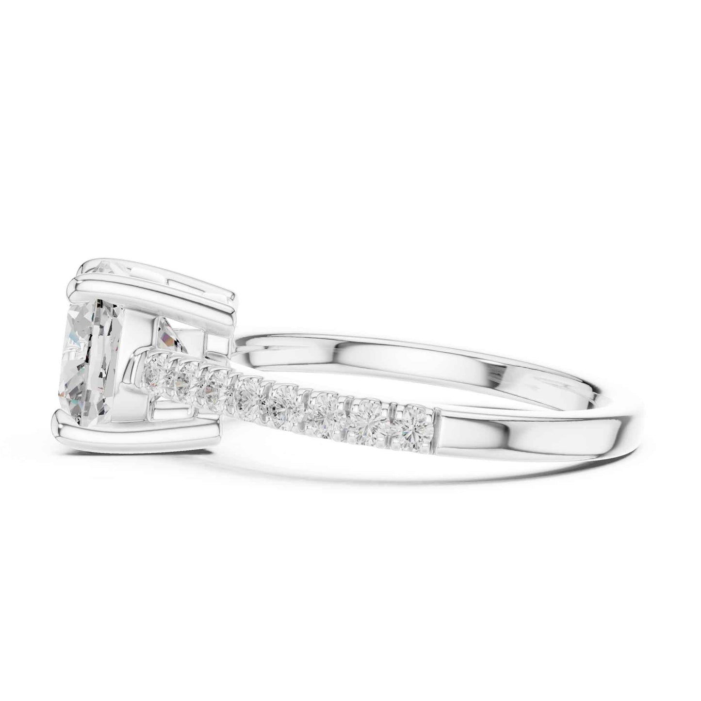 2 Carat Cushion Cut Lab Grown Diamond Pavé Engagement Ring
