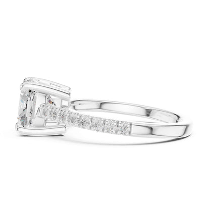 2 Carat Cushion Cut Lab Grown Diamond Pavé Engagement Ring