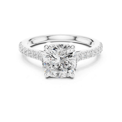 2 Carat Cushion Cut Lab Grown Diamond Pavé Engagement Ring