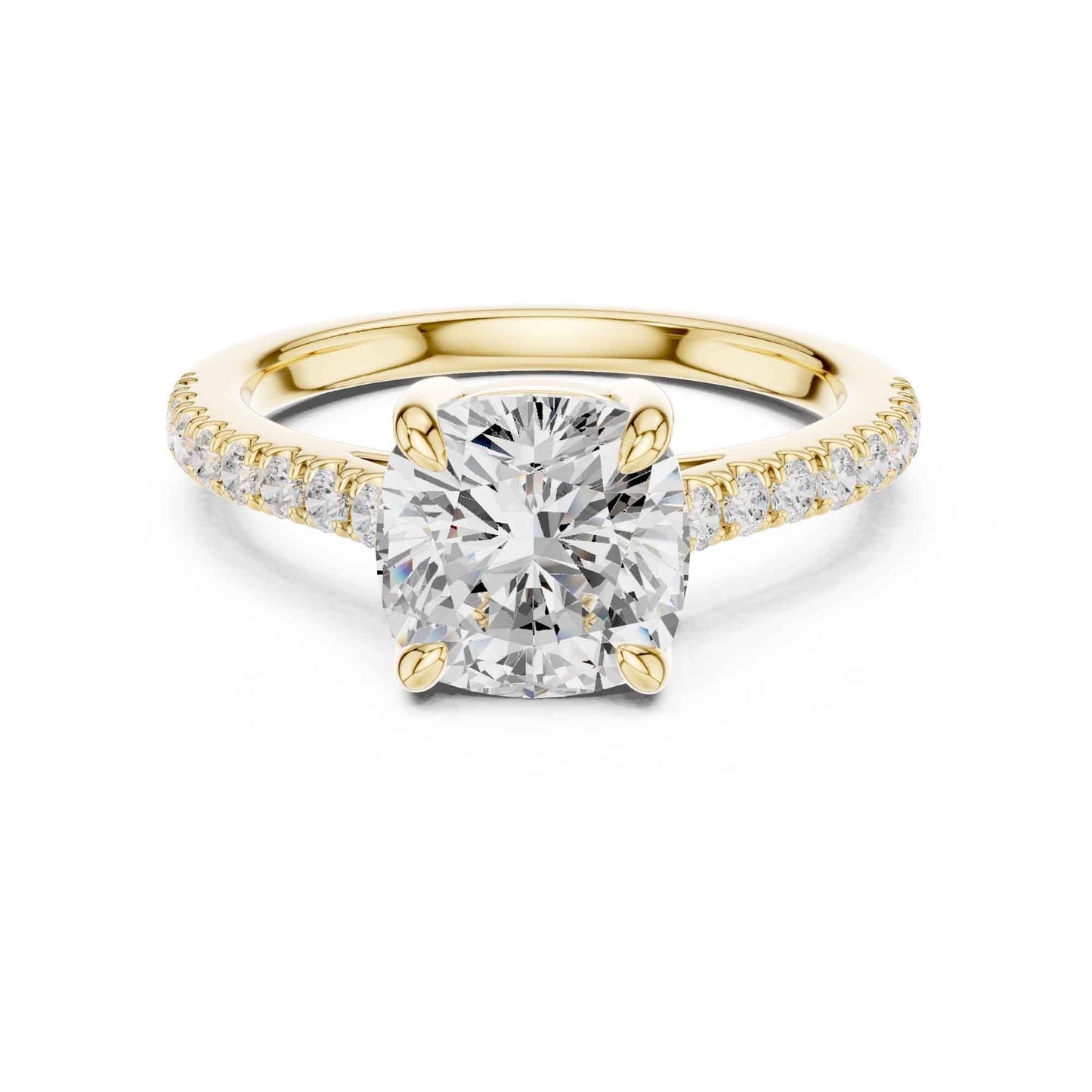 2 Carat Cushion Cut Lab Grown Diamond Pavé Engagement Ring