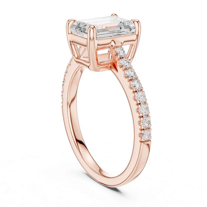2 Carat Emerald Cut Lab Grown Diamond Pavé Engagement Ring