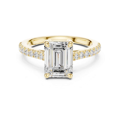 2 Carat Emerald Cut Lab Grown Diamond Pavé Engagement Ring