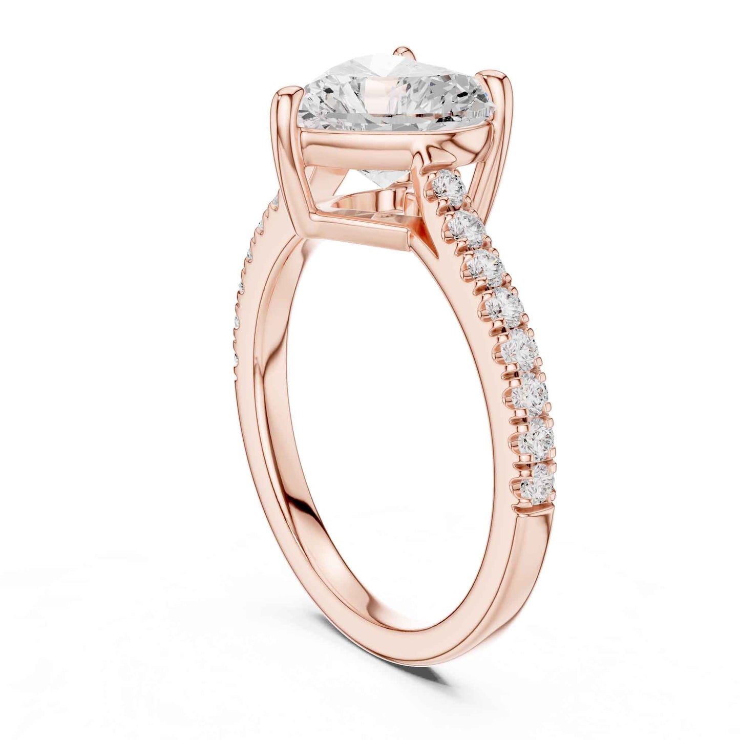 2 Carat Heart Shaped Lab Grown Diamond Pavé Engagement Ring