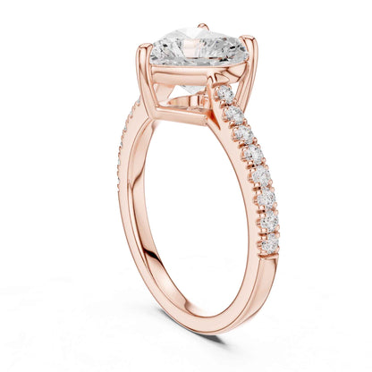 2 Carat Heart Shaped Lab Grown Diamond Pavé Engagement Ring