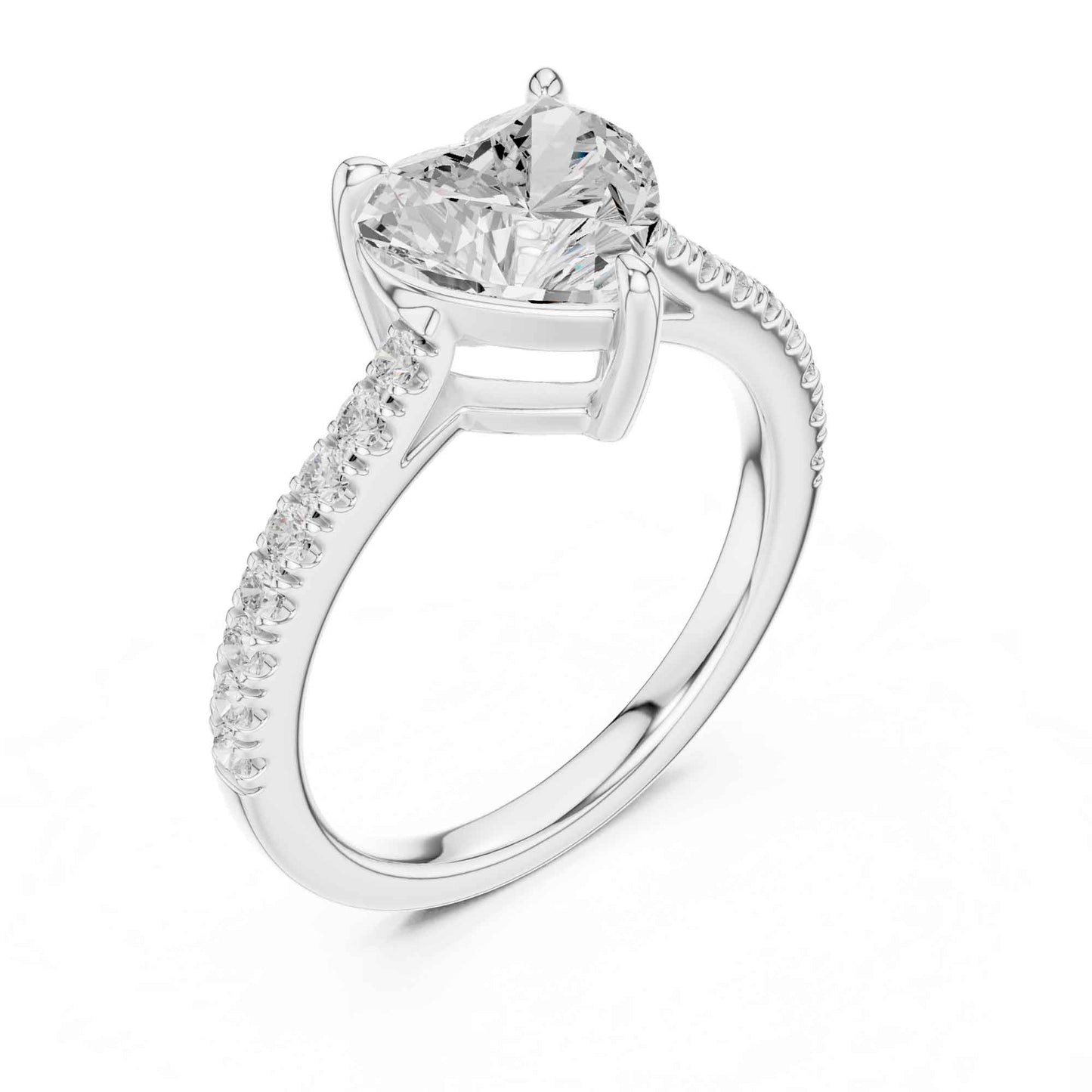 2 Carat Heart Shaped Lab Grown Diamond Pavé Engagement Ring