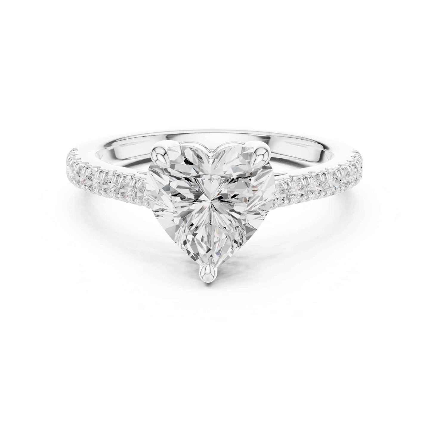2 Carat Heart Shaped Lab Grown Diamond Pavé Engagement Ring