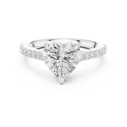 2 Carat Heart Shaped Lab Grown Diamond Pavé Engagement Ring