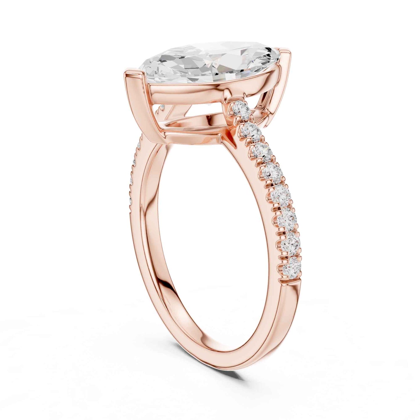 2 Carat Marquise Lab Grown Diamond Pavé Engagement Ring