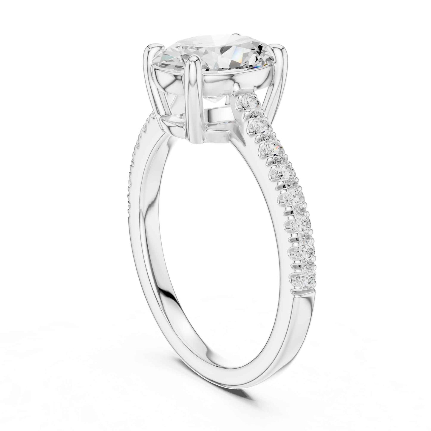 2 Carat Oval Lab Grown Diamond Pavé Engagement Ring